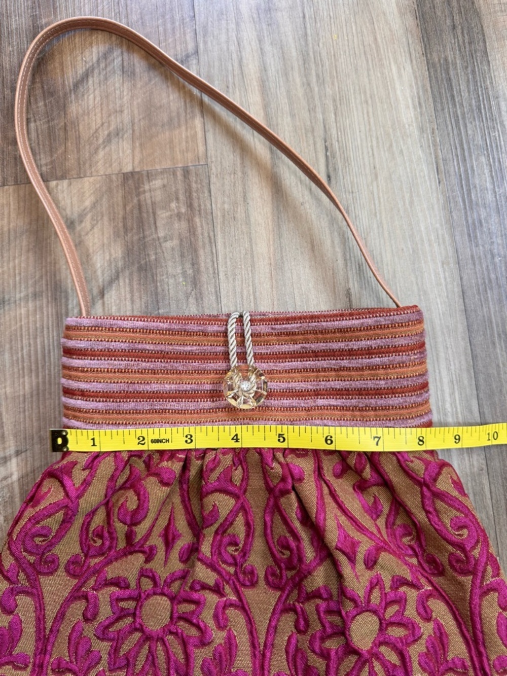 Vintage Dorit Collection Embroidered Floral Pink Bag, Made in USA - Picture 10 of 15